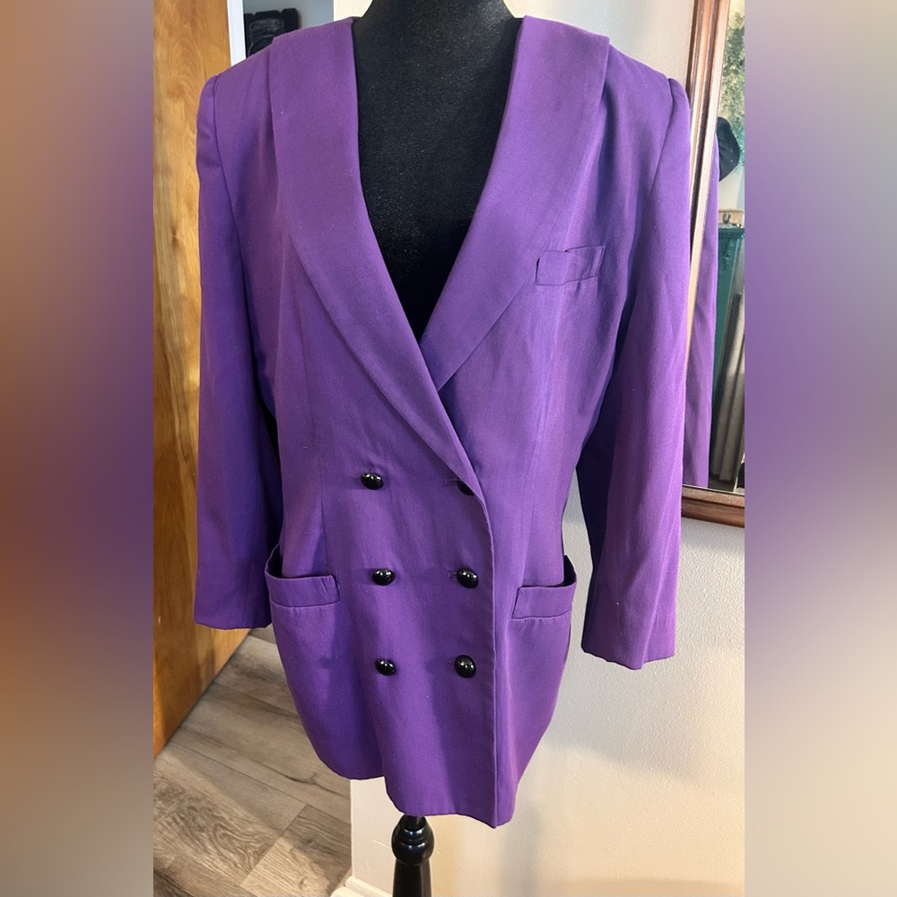 Vintage Women's Purple Double-Breasted Blazer